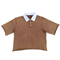 Polo décontracté pour homme OEM, col contrasté, manches courtes, style preppy, polo en coton piqué, polo de golf