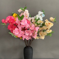 LO-1626 Branche de cerisier artificielle multicolore à 4 branches, 97 cm, fleur en soie pour décoration de mariage, plafond, maison, vase, table