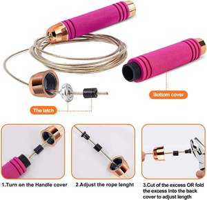 Cuerda para saltar ajustable con rodamientos de bolas, mango de espuma y cable de acero para entrenamiento de boxeo, gimnasio y fitness. - Product Image 4