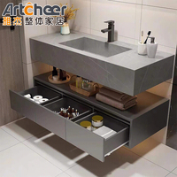 Artcheer vanité de salle de bain en bois moderne, évier Double, armoire de salle de bain étanche