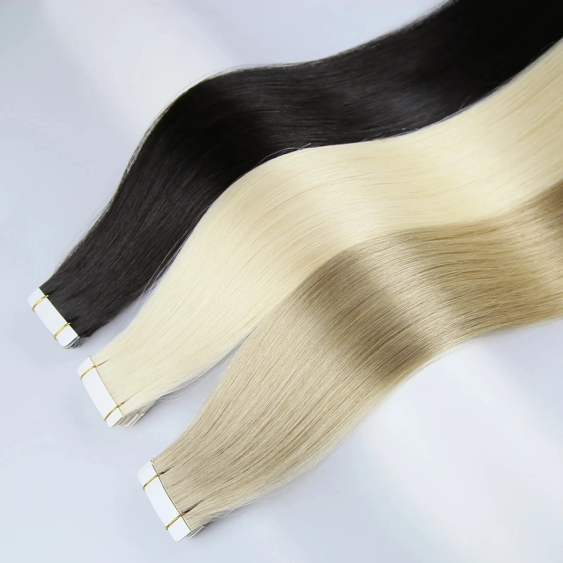 Whole Sale Brown Tape Pony Tail Hair Extensions, Super Double Drawn #18 Colored Remy Tape In Hair