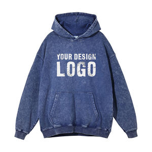 Sweat-shirts pour hommes en coton lourd délavé style streetwear automne-hiver, mode décontractée, épaules tombantes, sweat-shirts oversize pour hommes - Product Image 2