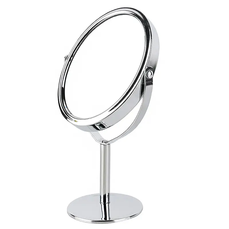 Specchio per il trucco da tavolo regolabile Vintage da 8 pollici con doppia faccia girevole argento rotondo ovale specchio per il trucco