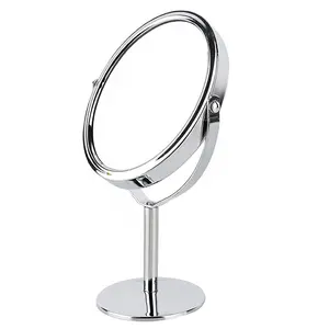 Ajustável Vintage 8-Inch Double Sided Swivel Silver Round Oval Vanity Mirror Maquiagem Desktop Makeup Mirror