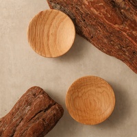 Poignée de meuble en bois de chêne rouge, forme bol rond, pour armoire, commode, placard, quincaillerie en bois à trou unique