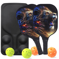 Raquette de pickleball haut de gamme en fibre de verre avec noyau alvéolé, 2 raquettes, 4 balles et accessoires, ensemble avec étui rigide pour débutants