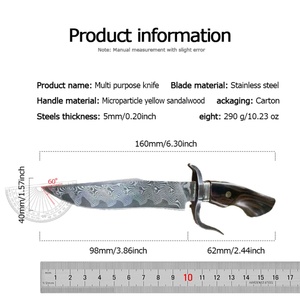 มีด Bowie แบบปรับแต่งได้สำหรับการต่อสู้  มีดคุณภาพสูงทำจากเหล็กกล้าไร้สนิม  ใบมีดแบบ Fixed Blade  ด้ามไม้ DIY  มีดพกพาสำหรับใช้งานกลางแจ้ง พร้อมปลอกมีด - Product Image 6