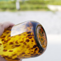 Verre à vin à imprimé léopard, verre à eau à taches ambrées, verre soufflé à la main unique et coloré, verres à boire, gobelet