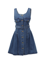 Robe en jean décontractée nouvelle collection été 2026 pour femme, style Hot Girl, boutonnée sur le devant, teinte unie naturelle, vente en gros