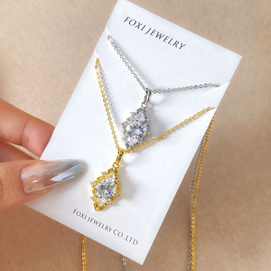 FOXI JEWELRY Women's Gold Plated Cubic Zirconia Pendant Necklace Classic Snake <b>Chain</b> Everyday Wear Jewelry - Product Image 1