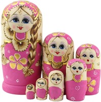 Bambole russe di nidificazione matrioska legno impilabile Set nidificato 7 pezzi giocattoli fatti a mano per bambini bambini natale festa della mamma
