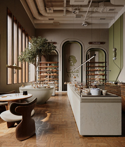 Bán buôn hợp thời trang cà phê sang trọng cửa hàng đồ nội thất tùy chỉnh đồ ngọt cửa hàng thiết kế nội thất phong cách bằng gỗ cafe bảng Set với <span class=keywords><strong>LED</strong></span> chiếu sáng - Product Image 2