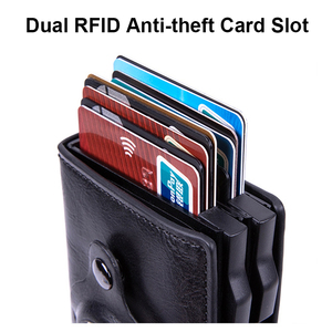 PU da kinh doanh chủ thẻ tín dụng RFID chặn ngắn Ví giản dị với khe cắm thẻ kép - Product Image 4