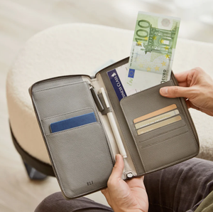 Tarjetero de cuero genuino a la moda para <span class=keywords><strong>mujer</strong></span>, billetera larga con cremallera, billetera para documentos de viaje, billetera para pasaporte - Product Image 1