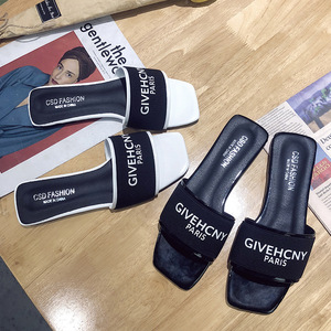 Versión Coreana de zapatillas planas con letras para <span class=keywords><strong>mujer</strong></span>, <span class=keywords><strong>zapatos</strong></span> de playa cómodos, simples y versátiles a la moda en verano - Product Image 2