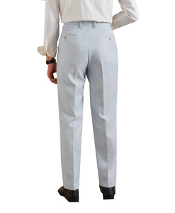 <span class=keywords><strong>Pantaloni</strong></span> Casual da Uomo a Gamba Dritta, Nuova Collezione Primavera, Stile Britannico, a Vita Media, con Doppia Pieghe, in Finto <span class=keywords><strong>Lino</strong></span> a Spina <span class=keywords><strong>di</strong></span> Pesce - Product Image 2