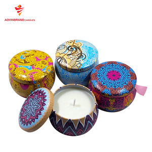 Bougie parfumée artisanale en cire de soja écologique, avec fleurs séchées classiques, dans un bocal métallique, longue durée, décoration d'intérieur, mariage - Product Image 3