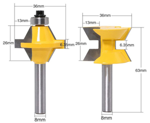 2 lames en carbure de 8 mm de diamètre, 120 degrés, pour le travail du bois, fraises à rainurer, fraises à chanfreiner, outils de coupe pour meubles en bois - Product Image 1