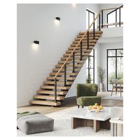 Escalier droit à effet flottant Prima avec supports cachés et marches en placage de noyer pour un look moderne