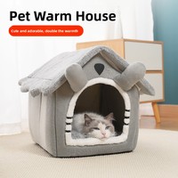 Cama Plegable Moderna para Mascotas, Cueva Cálida de Felpa Suave para Gatos, Perros y Conejos, con Cojín Extraíble, 3 Tamaños, Acogedora para Todas las Estaciones