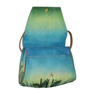 Bolso de Hombro de Cuero Genuino con Estampado de Paisaje para Mujer, Colección de Verano, Bolso de Mano para Oficina, Uso Diario y Viajes - Product Image 3