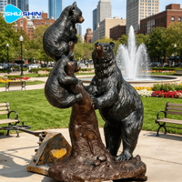 Statue de Famille d'Ours en Bronze, Sculpture Métallique Moulée sous Pression, Décoration de Jardin, Patine Traditionnelle Antique, Sculpture Décorative pour Forêt