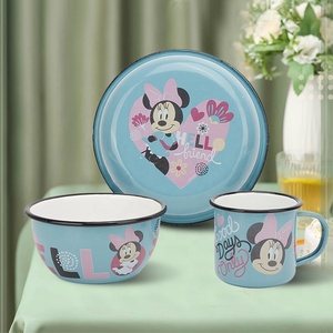 Fabricant BSCI, design de dessins animés, vente en gros, logo personnalisé imprimé en vrac, assiettes et tasses en émail de WUJO - Product Image 1