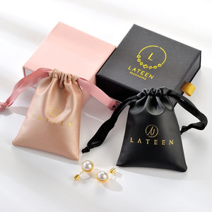 New Arrival Custom PU Leather Drawstring Pouch Convenient Packaging Pink <b>Black</b> Jewelry <b>Boxes</b> - Product Image 1