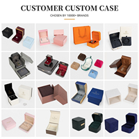 Boîte d'emballage élégante en cuir noir Zebopak pour bijoux, avec logo personnalisé, pour ensemble bague et collier, étui cadeau pour marques de bijoux, vente en gros
