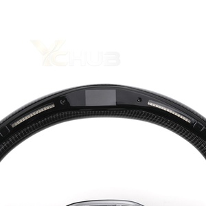 Volant en cuir semi-perforé avec bouton de démarrage, en fibre de carbone et LED pour VW Volkswagen <span class=keywords><strong>Golf</strong></span> R 6 <span class=keywords><strong>7</strong></span> <span class=keywords><strong>7</strong></span>.5 8 MK8 MK7 8R Gti <span class=keywords><strong>Gtd</strong></span> - Product Image 5