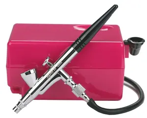 Set Makeup Airbrush Mini, dengan Kompresor Tato Sementara Seni Wajah Tubuh Cat Aerograph Airbrush Kit Kuku