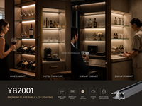 Profilé en aluminium pour étagère en verre de 8 mm, armoire à vin, gris gentleman, rétroéclairage dégradé, boîtier YB2001-31
