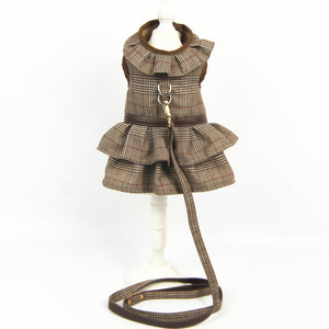Beliebtes Gehset mit Karomuster-Weste und Leine für Ganzjahres-Outdoor-Nutzung Kleines Hunde- und Katzen-Geschirrset - Product Image 4