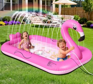 Pink Flamingo <b>Inflatable</b> Sprinkler <b>Pool</b>, Outdoor Water Play Mat <b>for</b> Kids - Product Image 1