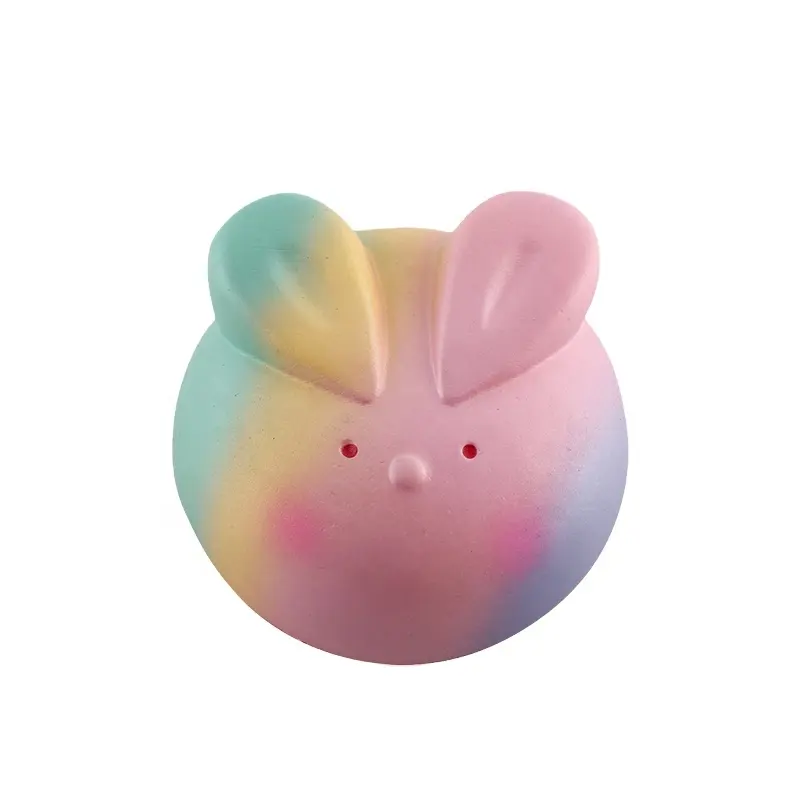2018 wholesale jumbo squishy slow rising kawaii cute scented soft PU rainbow rabbit toy