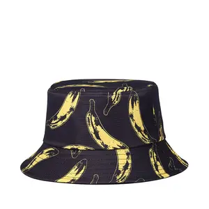 Outdoor Summer Women Men Foldable Sunscreen Cotton Banana Bucket Hat