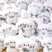 Porte-clés en peluche chat de dessin animé personnalisé en gros, broderie poisson, poupée chaton en peluche, pendentif de sac, porte-clés en peluche doux et moelleux, cadeau