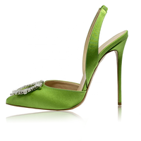 Escarpins scintillants en cristal pour femmes, talons hauts 2025, talons aiguilles, escarpins à bride, chaussures de soirée