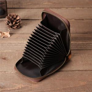 Hommes Femmes <span class=keywords><strong>Multi</strong></span> Cartes Stockage en cuir véritable Fermeture éclair Sac d'argent <span class=keywords><strong>Portefeuille</strong></span> - Product Image 2