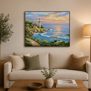 Kit Pittura con Numeri Faro Paesaggio Costiero Tramonto Marino per Adulti Principianti Pittura Acrilica Fai da Te su Tela 16x20 Pollici - Product Image 5