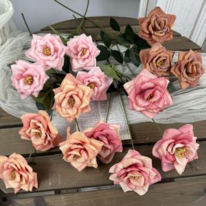 Bouquet de roses artificielles Jinxi à 4 têtes, fleurs en soie pour décoration de mariage, style rétro fait main, arrangement pour allée centrale - Product Image 1