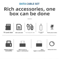 Boîte de rangement 6 en 1 adaptateur de câble de charge 6 en 1 câble de type USB à fonction complète boîte de kit de support de téléphone