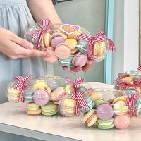 Boîte à macarons miniatures avec couvercle transparent - Boîte à dessert en plastique pour biscuits français, emballage pour cadeau de la fête des enfants