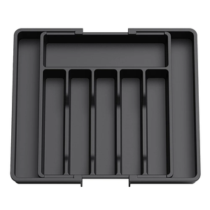 Silverware <b>Drawer</b> Organizer Expandable Utensil Tray for Kitchen Adjustable Flatware and Cutlery Holder Black Cutlery Organiser - Product Image 1
