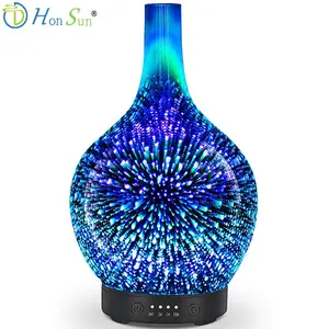 Difusores de aceites esenciales de vapor ultrasónico, difusores de Aroma de vidrio 3D para el hogar, Usb, portátil, Manual