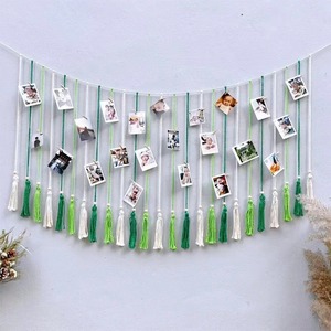 Décoration murale nordique, tapisserie murale <span class=keywords><strong>à</strong></span> franges avec clips photo, tapisserie tissée <span class=keywords><strong>à</strong></span> la main, mur photo bohème - Product Image 1