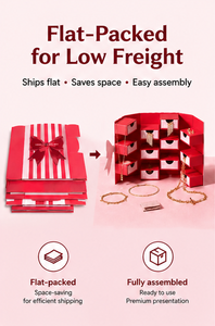Caja de Joyería Plegable Rígida Personalizada con 12 Cajones, Embalaje Plano para Ahorrar Espacio, Caja de Cartón para Regalos de Belleza, Cosméticos y Joyas - Product Image 2