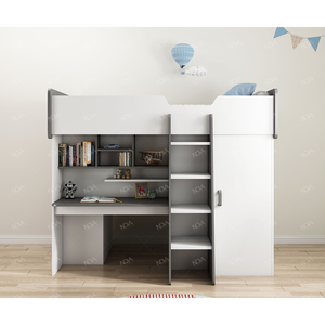 Q & N Ensemble <span class=keywords><strong>de</strong></span> lits jumeaux superposés modernes Meubles en bois massif <span class=keywords><strong>de</strong></span> haute qualité pour chambre d'enfant Armoire peu encombrante pour l'école - Product Image 2