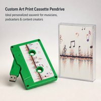 Clé USB personnalisée en forme de cassette audio avec autocollants sur mesure, boîte d'emballage personnalisée, clé USB promotionnelle 2.0