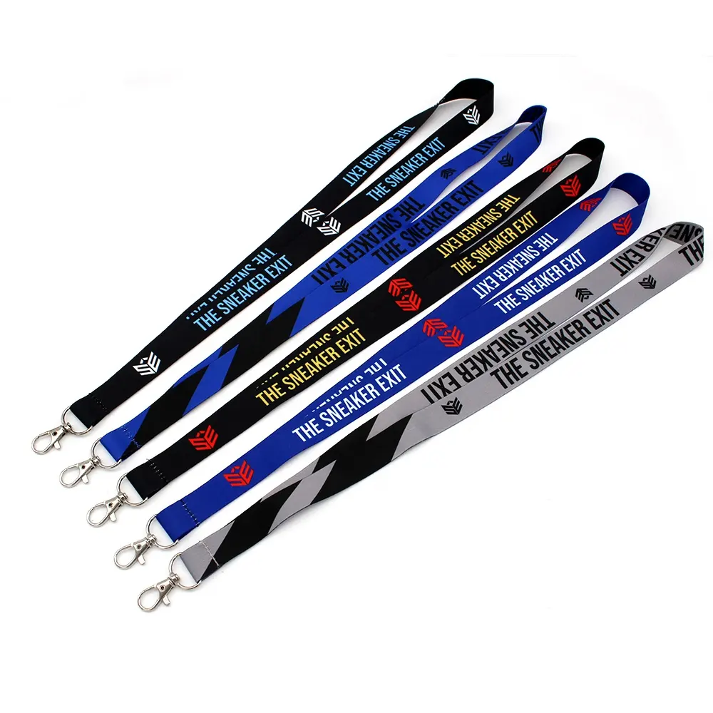 LOW MOQ full colours polyester neck lanyards with logo custom